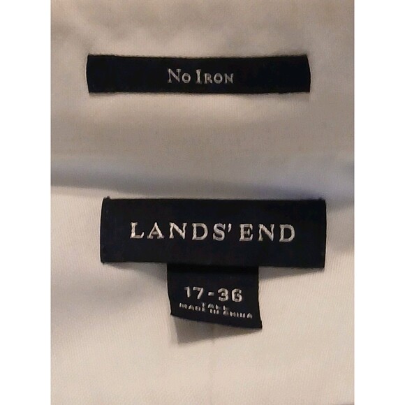 Lands’ End Men’s White Dress Shirt 17-36 Tall No Iron Long Sleeve Button Up - Picture 2 of 15